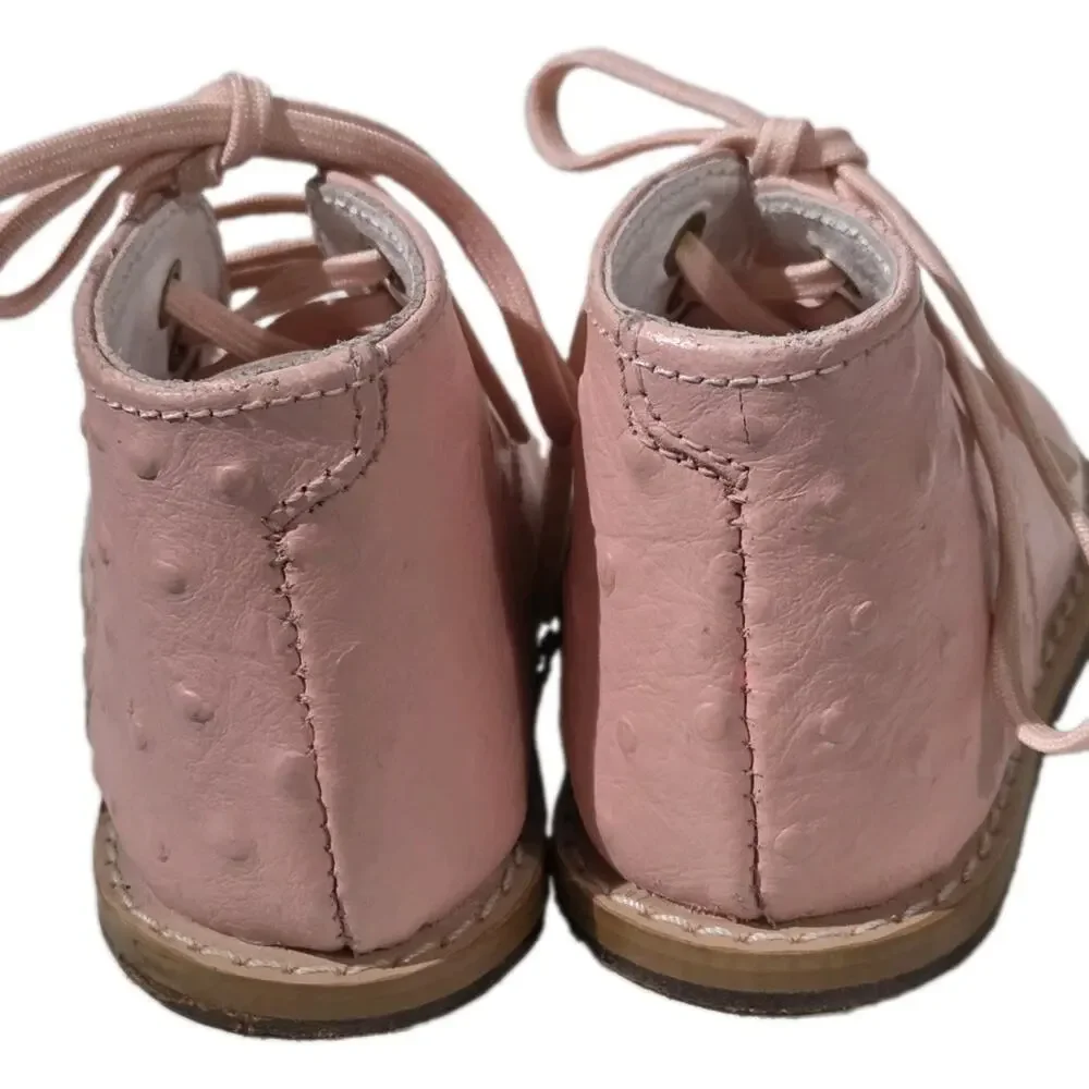 Josmo Logan Baby Girls First Walker Shoes Pink Leather Booties Size 3.5 M